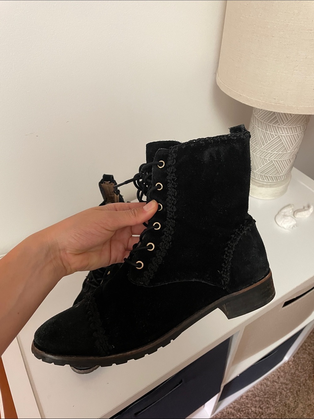 Jack Rogers Black Velvet Lace-Up Women's Ankle Boots
